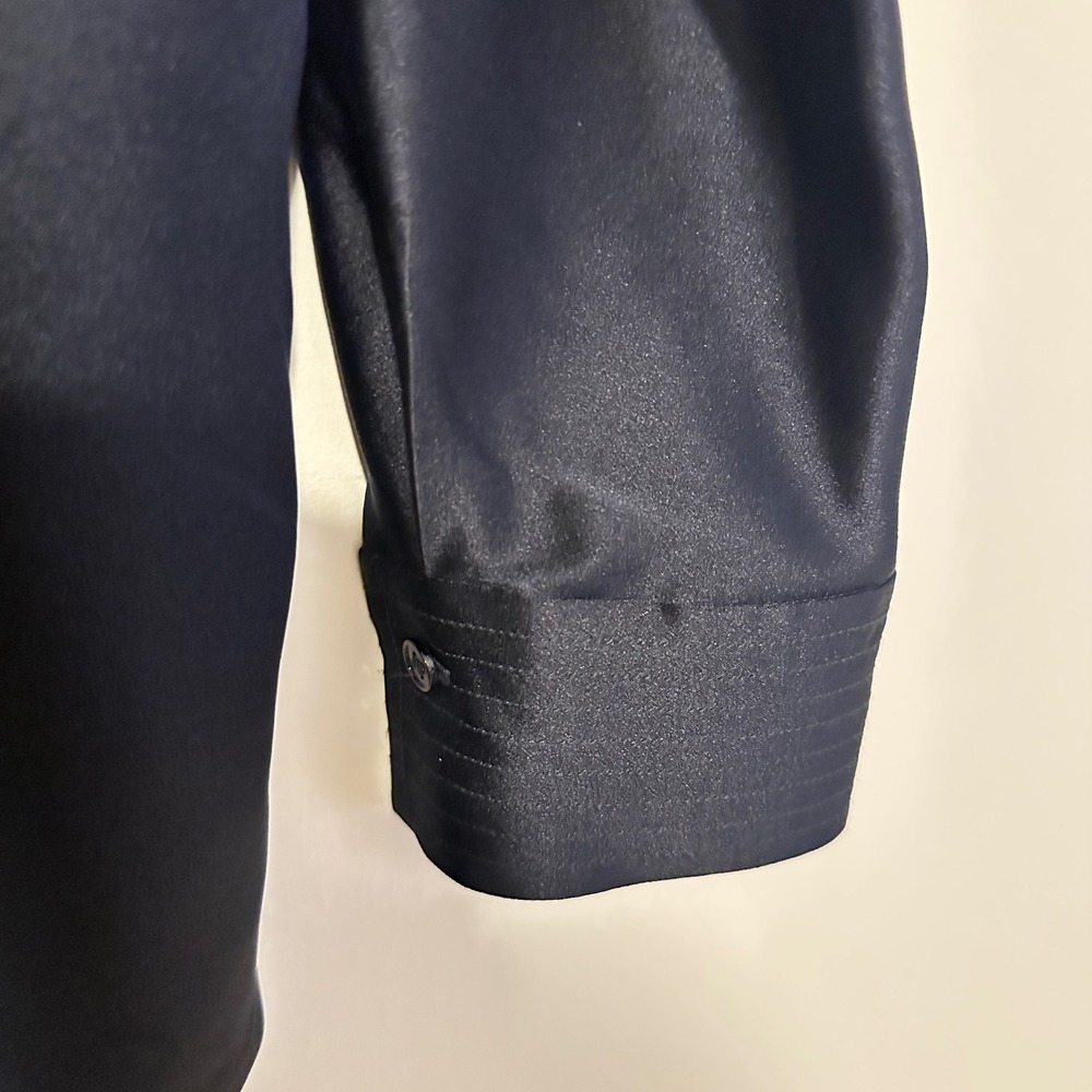 VINCE Silk Long Sleeve Popover Blouse Women S Navy Blue Luxury Tunic Oversized - Picture 5 of 11